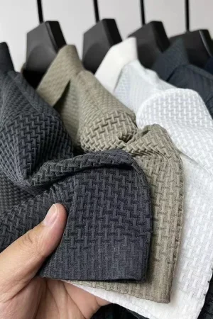 New Men's Business Casual Short Sleeved Bone Flower Solid Color POLO Shirt Fashion Breathable Comfortable Summer Versatile Top