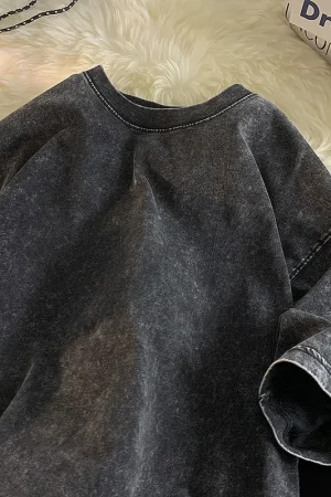 Quality Oversized Acid Washed T Shirt men Vintage T-shirts Streetwear Mineral Wash Tee Shirts boy Woman Loose Luxury Brand Tops