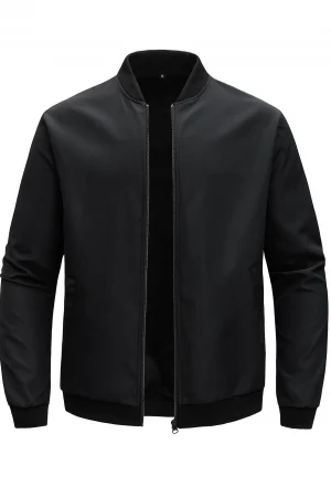 2024 Spring and Autumn New Baseball Collar Short Loose Solid Color Jacket Men's Business Casual Thin Coat Trend