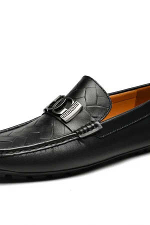 Top-grain Cowhide Men's Shoes, Bean Shoes, Summer Breathable, High-end and Sophisticated Business Casual Leather Shoes